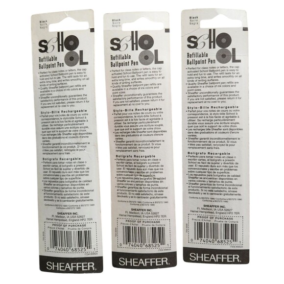 Lot of 3 Sheaffer Ballpoint School Pens Refillable Black Ink Red Blue NEW - Picture 3 of 5